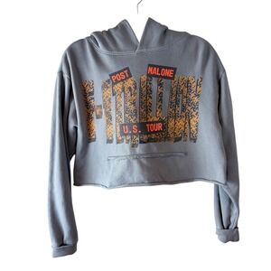 Post Malone F-1‎ Trillion 2024 US Tour Cropped Hoodie Gray Womens Size S